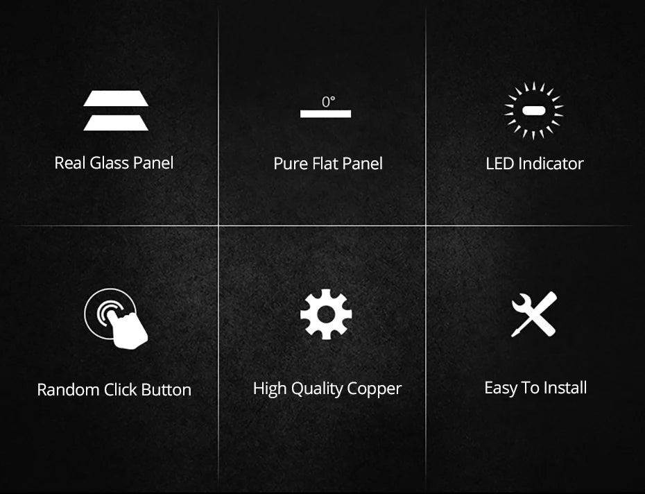 Opções de interruptores de parede modulares L6 em vidro preto