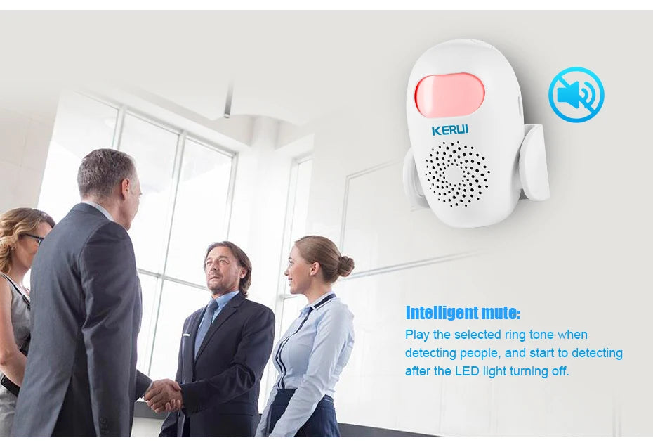 KERUI Wireless PIR Motion Sensor Alarm Welcome Chime Alarm Mode and Welcome Mode Infrared Motion Detector 11 Countries Language