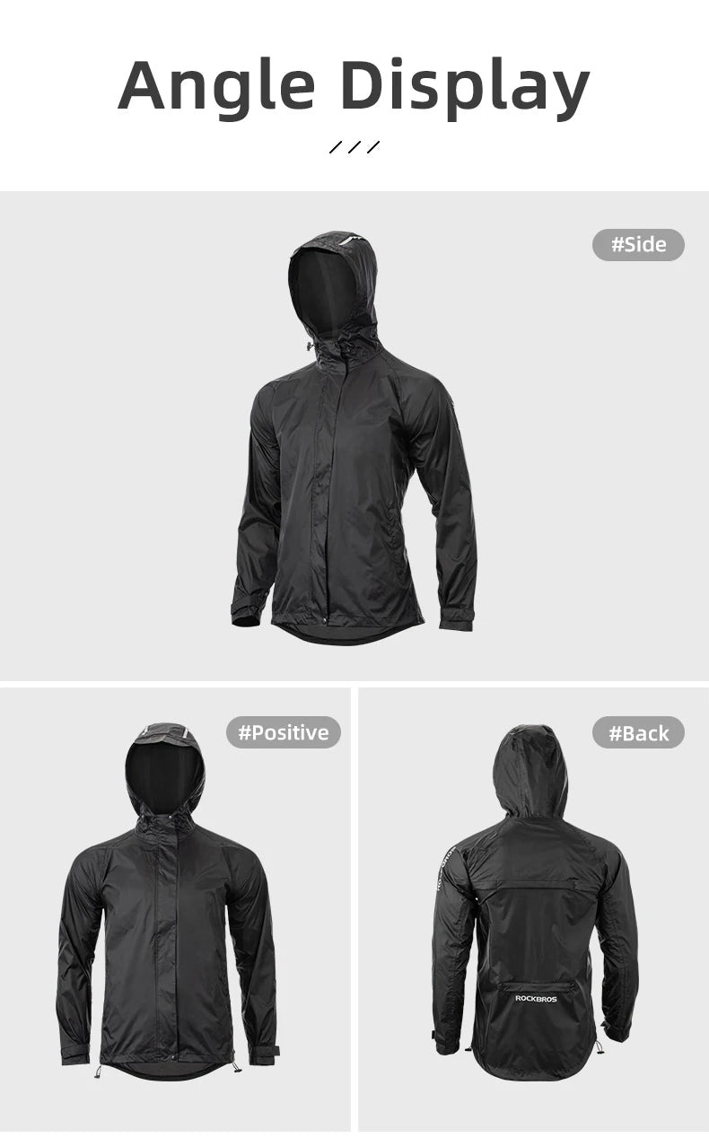 ROCKBROS Cycling Waterproof Jacket Men Breathable Reflective Hooded Raincoat Waterproof  Outdoor Sport Windbreaker European Size 