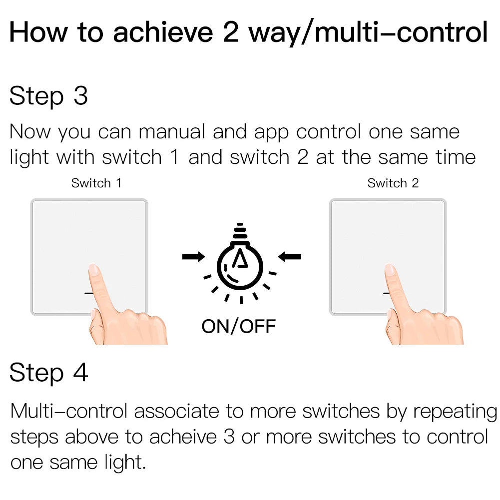 MOES Tuya ZigBee Smart Light Switch No Neutral Wire No Capacitor Needed Smart Life 2/3 Way Works with Alexa Google Home 2mqtt