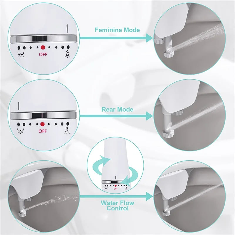 Ultra-Slim Toilet Bidet Attachment with Adjustable Water Pressure