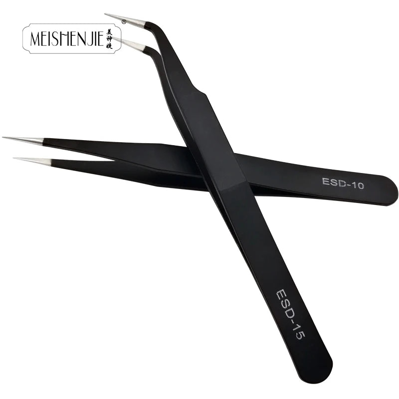 MEISHENJIE 1PC Stainless Steel Curved Straight Eyebrow False Eyelash Tweezers Nail Art Extension Makeup Tool Eeyelashes Tweezers 