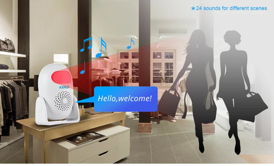 KERUI Wireless PIR Motion Sensor Alarm Welcome Chime Alarm Mode and Welcome Mode Infrared Motion Detector 11 Countries Language