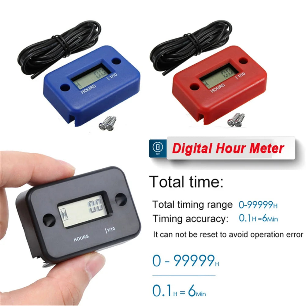 Horómetro digital LCD para motocicletas, cuatrimotos y más