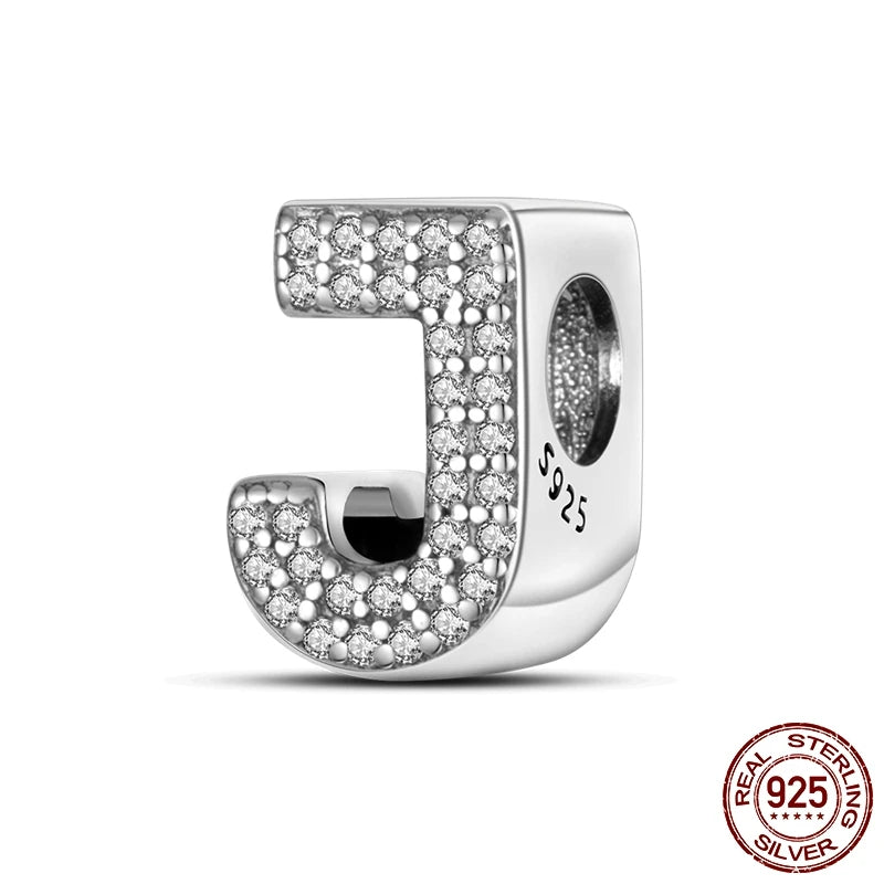 925 Sterling Silver Alphabet Bead Charm
