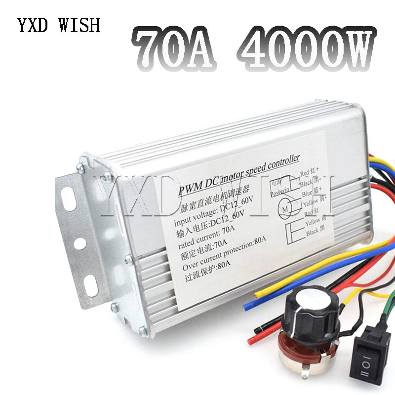 DC 10–60 V 70 A PWM Motor Speed Controller, 4000 W