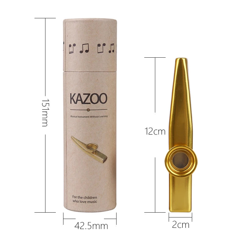 Kovové kazoo s piatimi náhradnými membránami