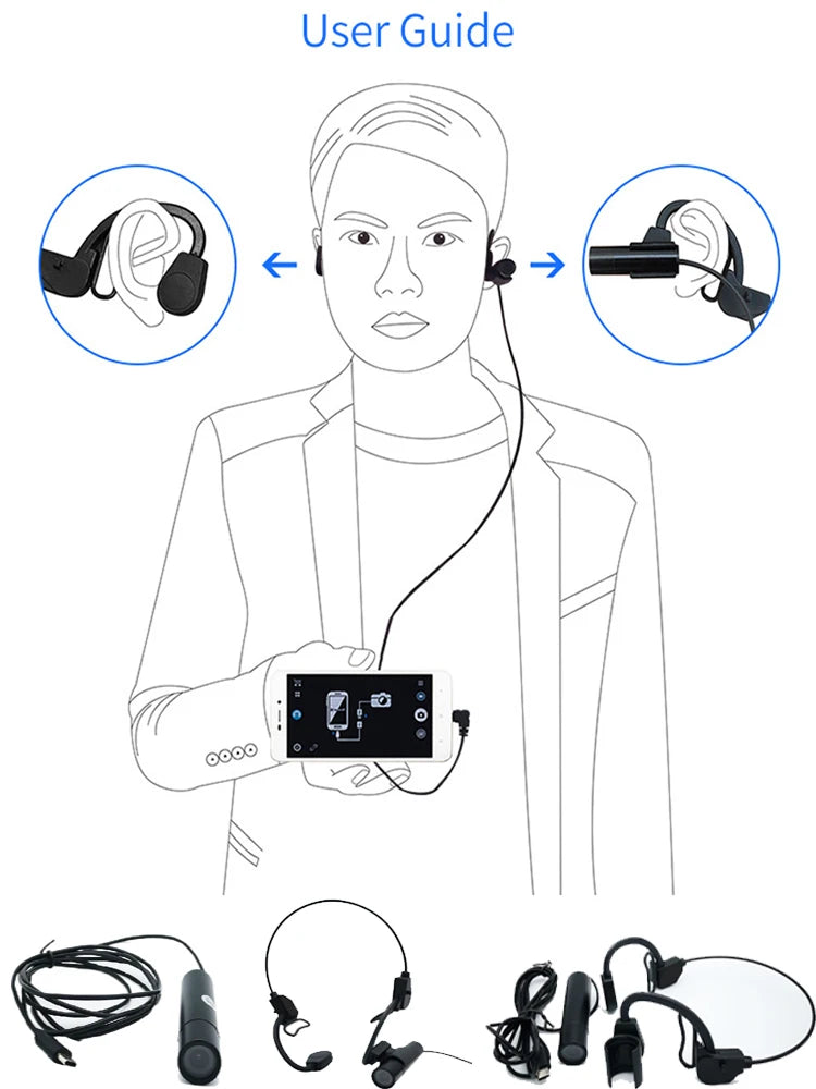 Câmara USB Mini Focinho com Suporte para Fones para Android OTG