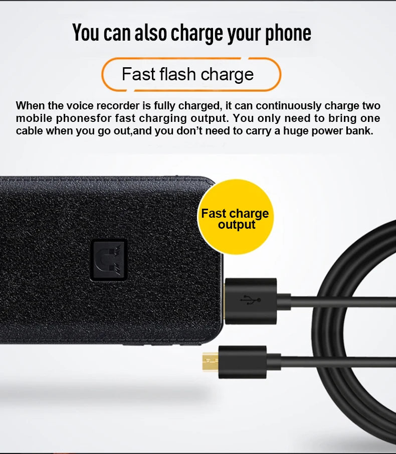 Digitalni diktafon 8-64GB s aktivacijom zvukom, skriveni, za snimanje na daljinu do 60 m, s magnetom, power bankom, MP3 i U-diskom