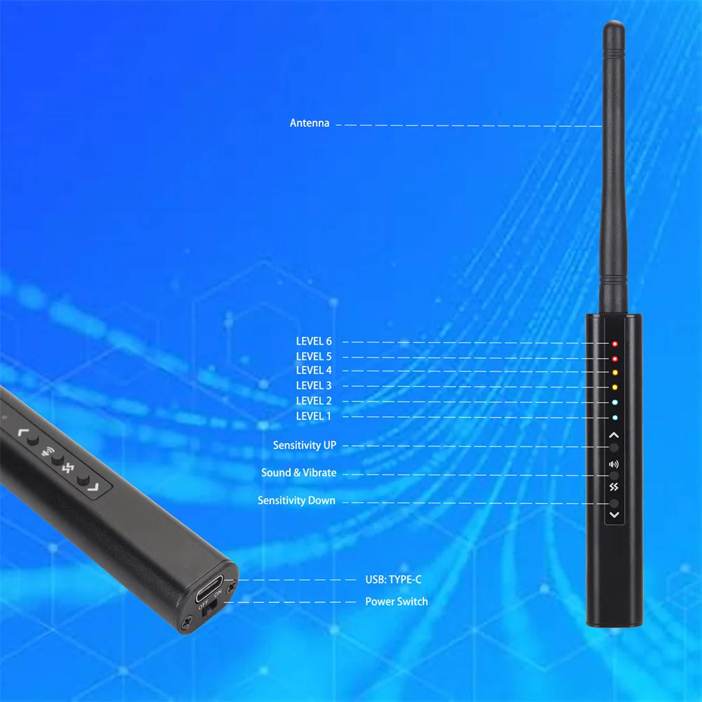 Portable Professional Anti-Spy RF Detector, Wireless Signals Scanner, GPS Tracker, Bug Finder, Hidden Camera, GSM Audio Devices