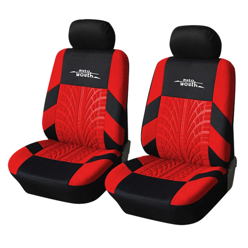 AUTOYOUTH Brand Embroidery Car Seat Covers Set Universal Fit Most Cars Covers with Tire Track Detail Styling Car Seat Protector 