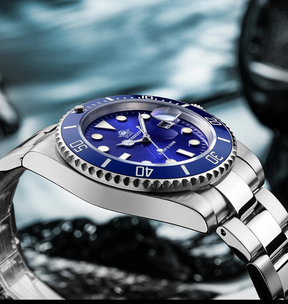 ADDIESDIVE Stainless Steel Watch Men's European and American Business Leisure Quartz Watch Waterproof Outdoor Sports Watch 