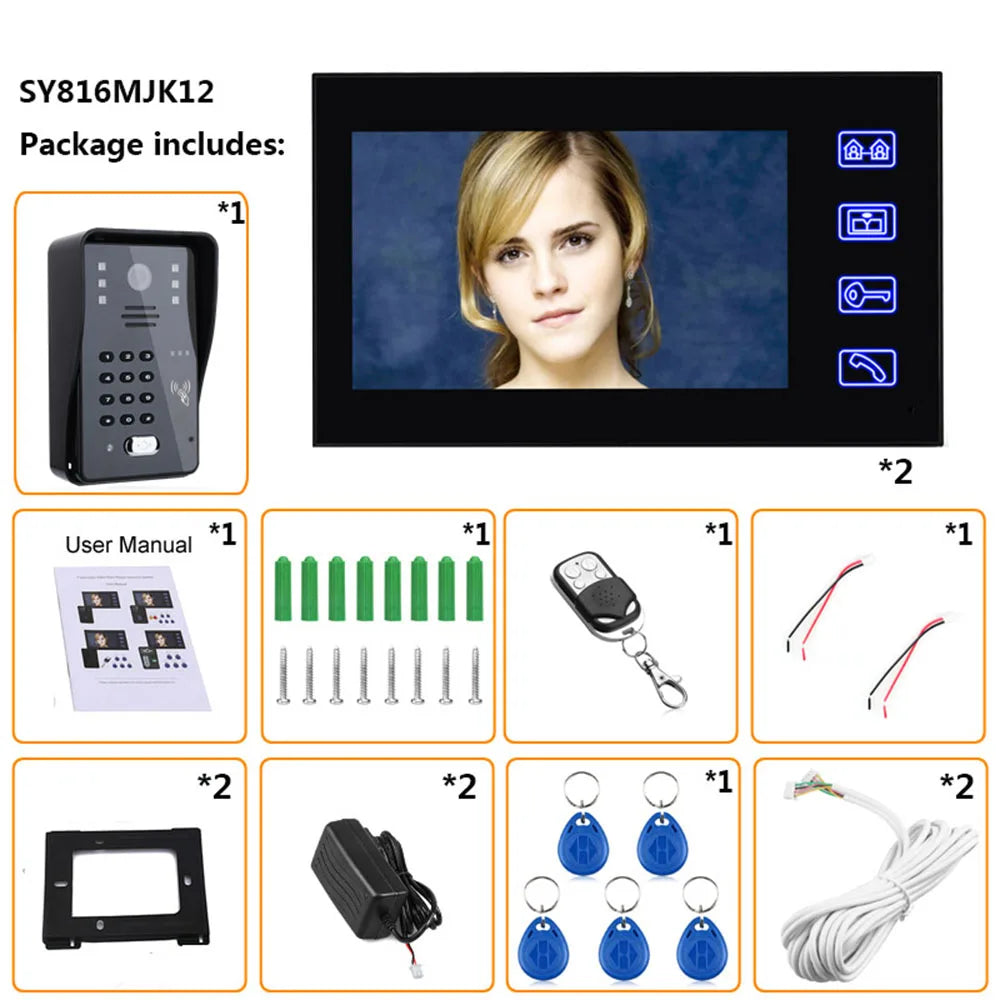 7inch Video Door Phone Intercom Doorbell With RFID Password IR-CUT 1000TV Line Camera Wireless Remote Access Control System Spy-shop.com