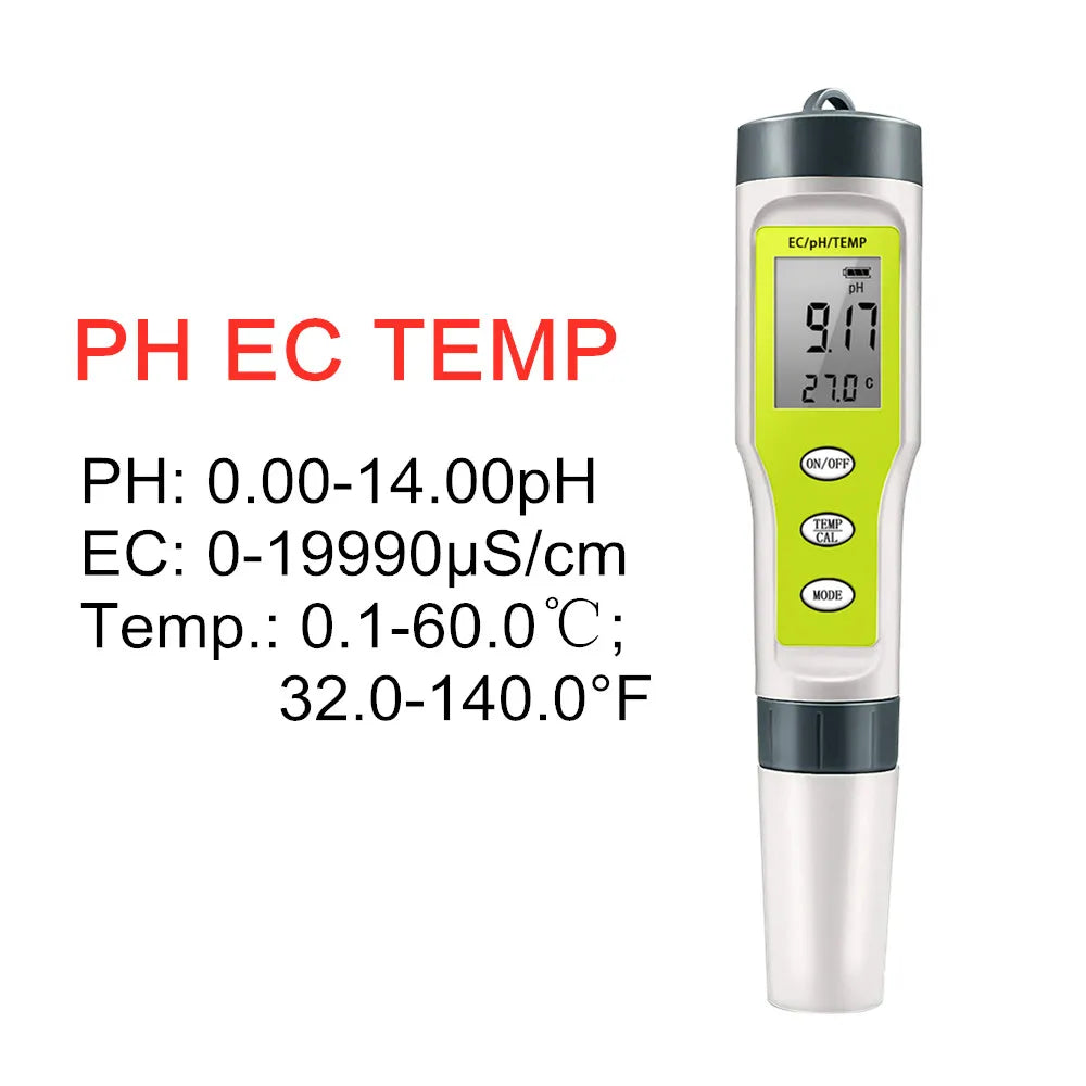 Digital Water Tester - pH, EC and TDS Options