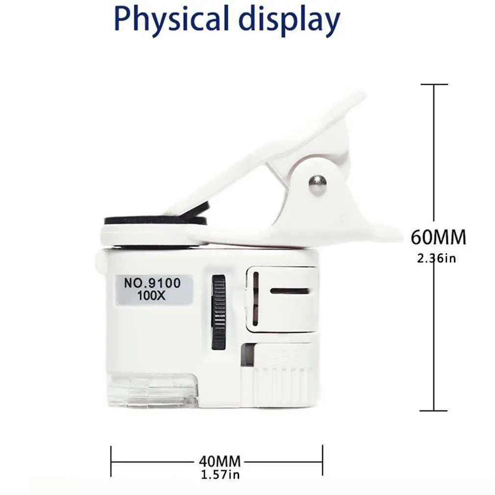 Clip-On Phone Magnifier with LED and UV Light