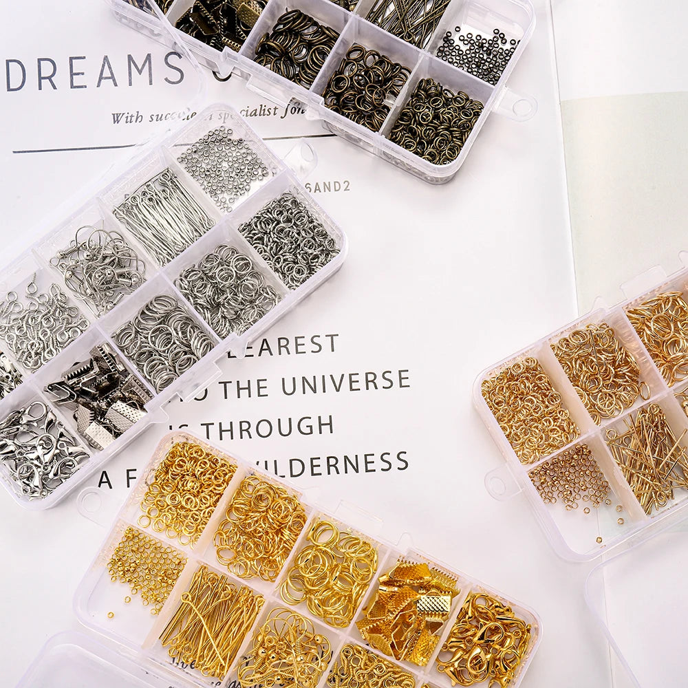 Alloy Accessories Jewelry Findings Set Repair Tools Lobster Clasp Open Jump Rings Earring Hooks for DIY Jewelry Making Supplies 