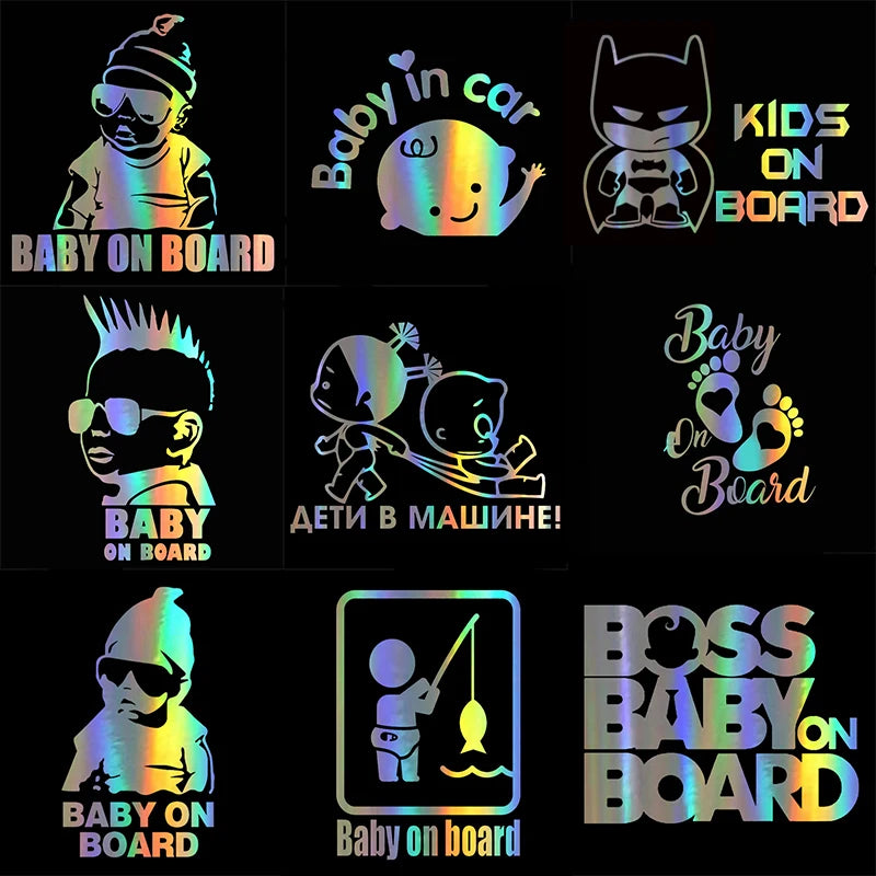 Baby and Kids on Board Car Decal – Cartoon Options