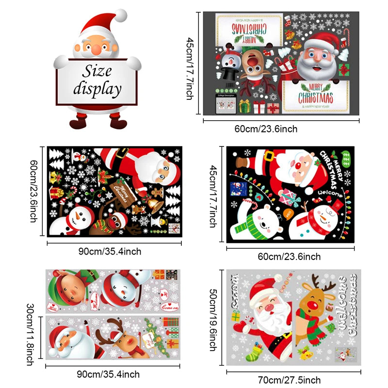 Christmas Wall Window Stickers Marry Christmas Decoration For Home 2024 Christmas Ornaments Xmas Navidad Gift New Year 2025 