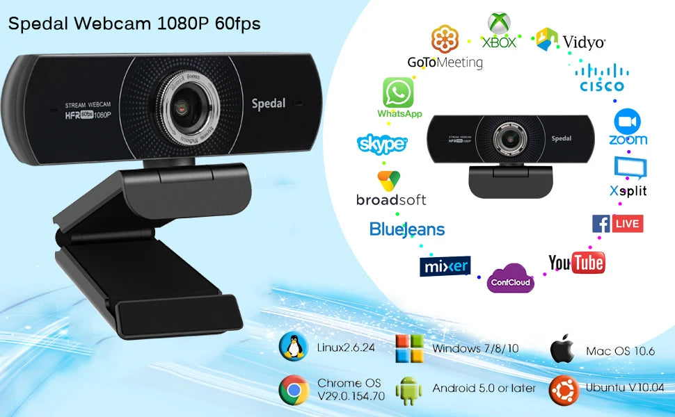 Spedal MF934HT Webcam 1080P 60fps con microfono e treppiede