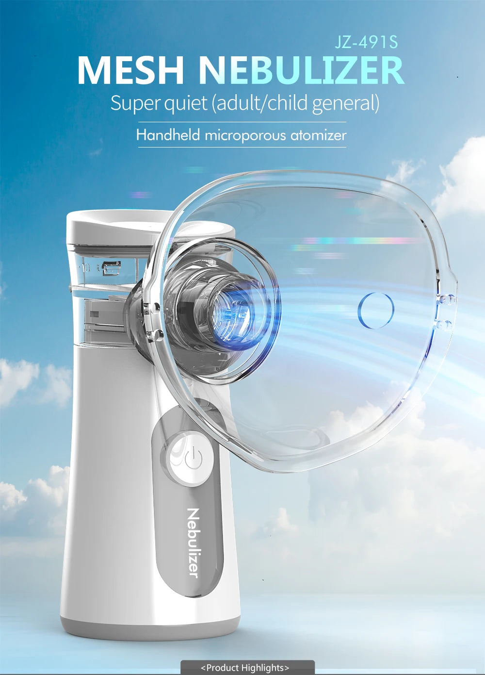 Handheld Portable autoclean Inhale Nebulizer Mesh Atomizer silent inhaler nebuliser inhalator for kids nebulizador portatil 