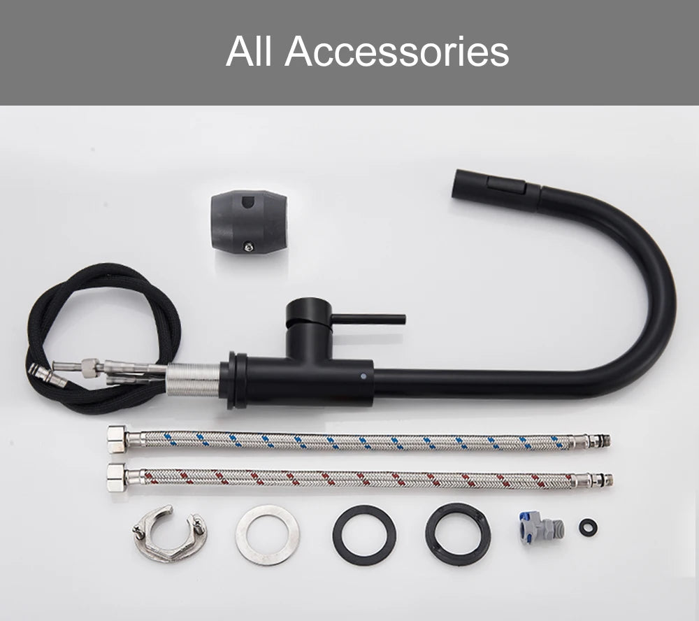 Black Kitchen Faucet with Pull-Out Dual-Function Spray