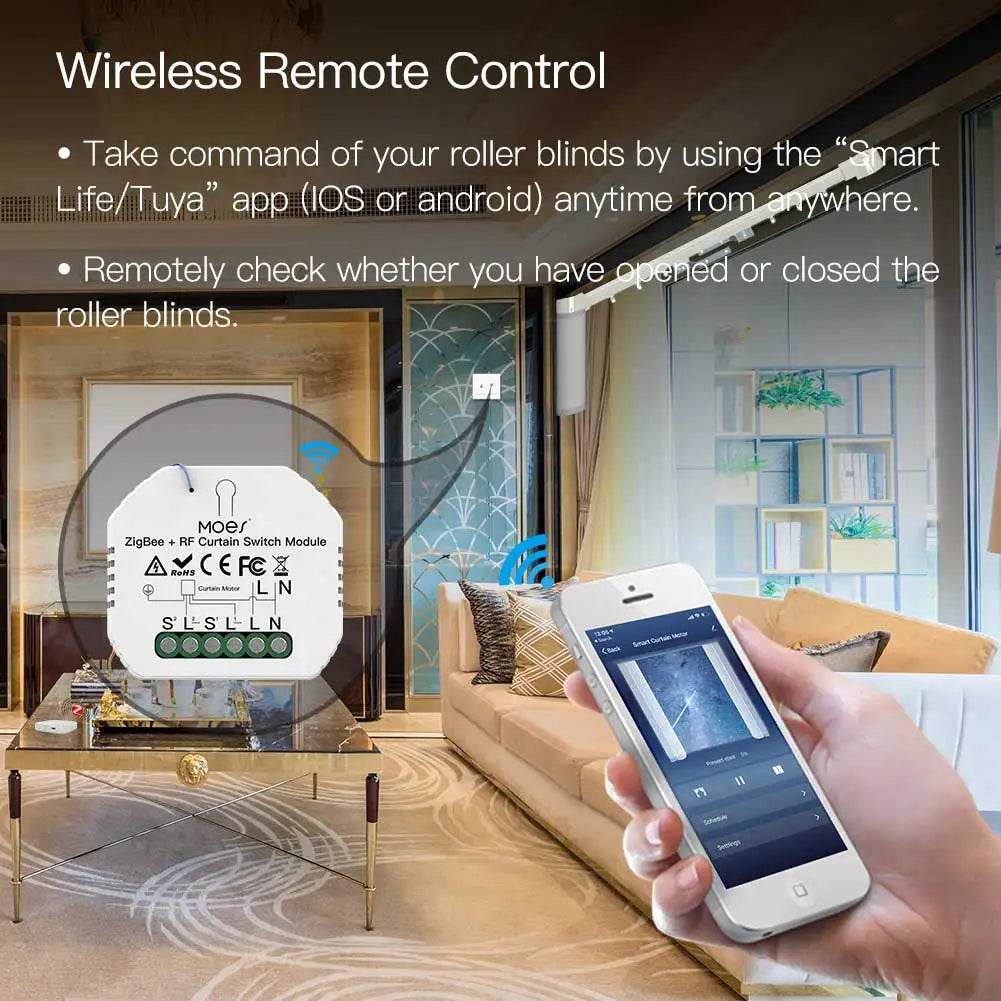 MOES ZigBee 3.0 Smart Curtain Switch Module Motorized Roller Shutter Blinds Motor Tuya Smart Life Alexa Echo Google Home