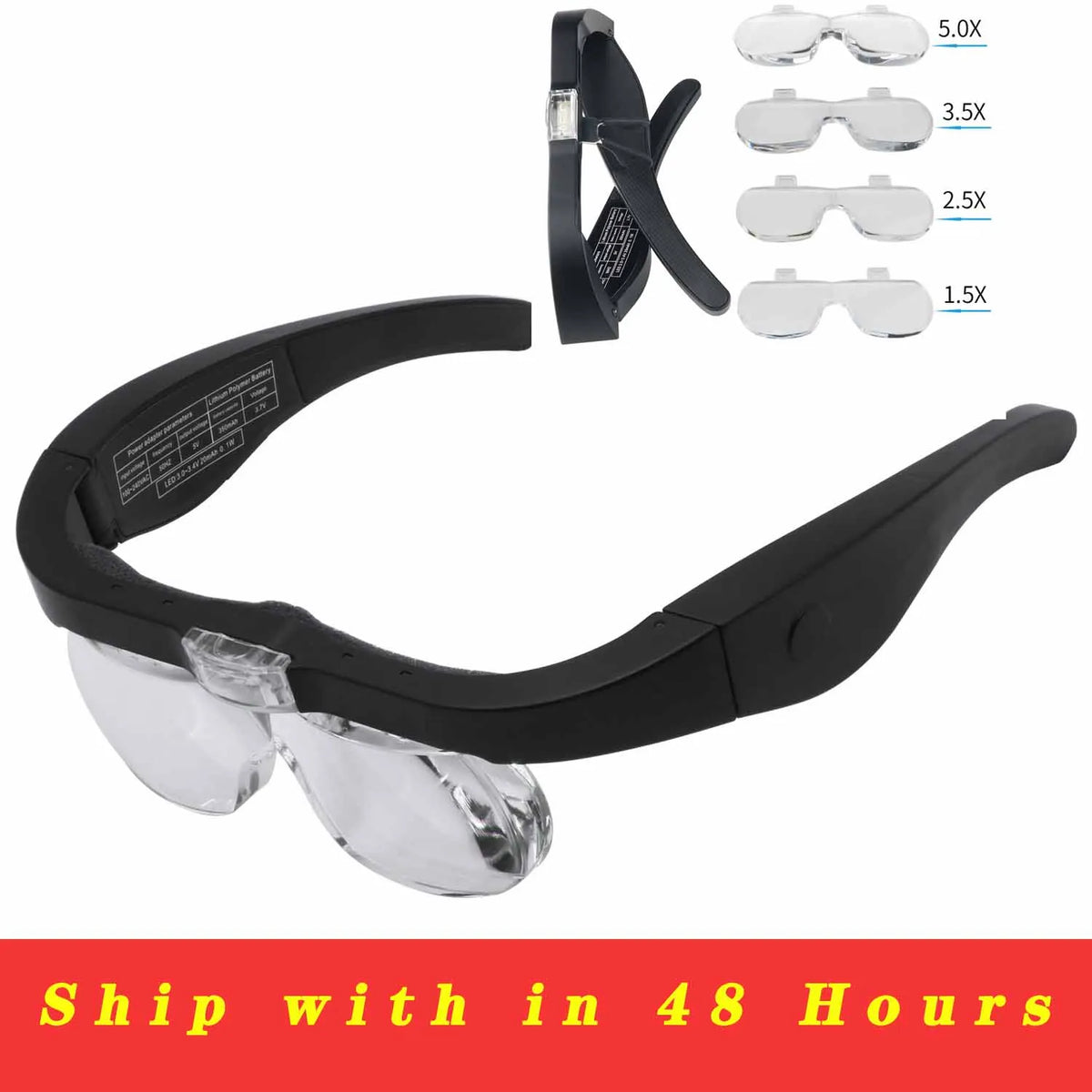 USB Rechargeable LED Magnifying Glasses - 4 Lenses