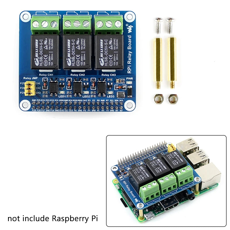 3-kanavainen relekortti Raspberry Pi 4B-, 3B+- ja 3B-malleille