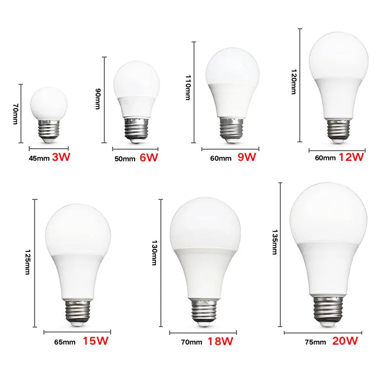 10pcs LED Bulb Lamps E27 AC220V 240V Light Bulb Real Power 20W 18W 15W 12W 9W 5W 3W Lampada Living Room Home LED Bombilla 