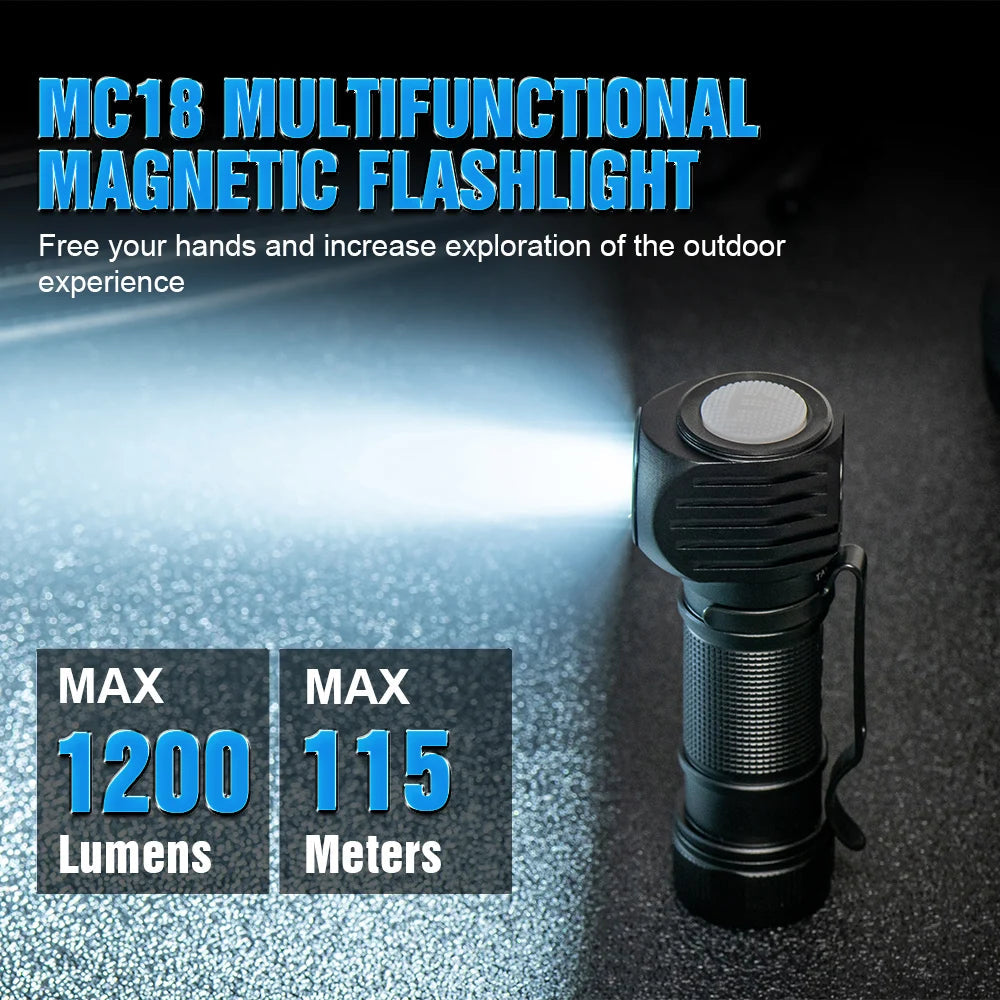 Trustfire Mc18 Headlamp Led Xp-Lhi 18650 Magnetic 2a Usb Rechargeable Head Lamp 1200lm Flashlight Headlight Magnet Tail Cap 