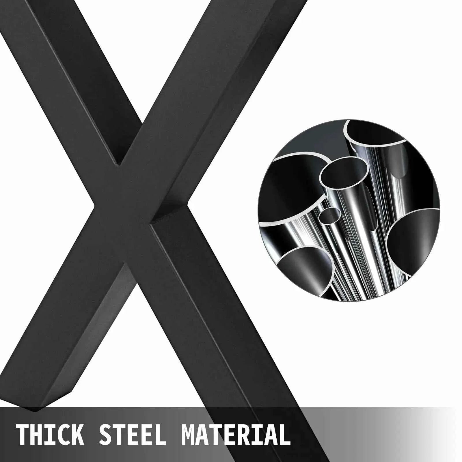 SucceBuy 2PCSMetal Table Legs Steel 2204LBS/1000KG Load  X-Shape with Pre-Drilled Holes for Home Use Commercial Bar Hotel Office