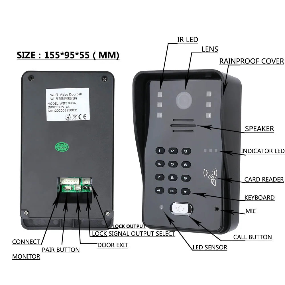 7inch Video Door Phone Intercom Doorbell With RFID Password IR-CUT 1000TV Line Camera Wireless Remote Access Control System Spy-shop.com