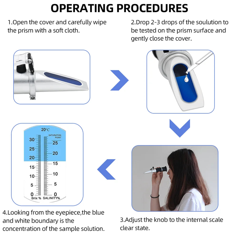 Dual-Scale Brix and Salinity Refractometer