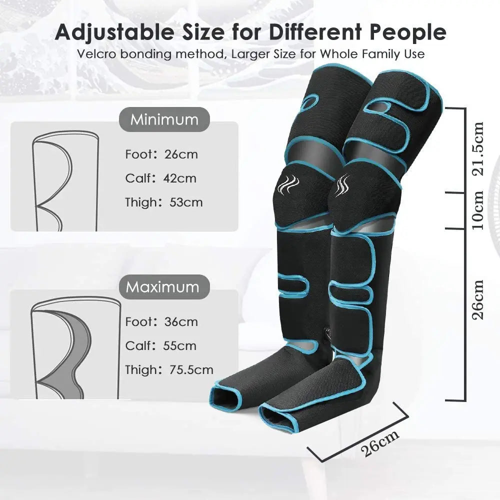 Foot air pressure leg massager promotes blood circulation, body massager, muscle relaxation, lymphatic drainage device 360° 