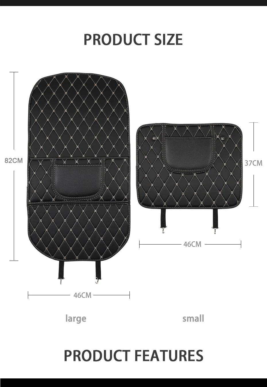 PU Leather Car Anti-Kick Mats Auto Seat Back Protector Cover Car Back Seat Organizer with Storage Pockets Interior Accessories