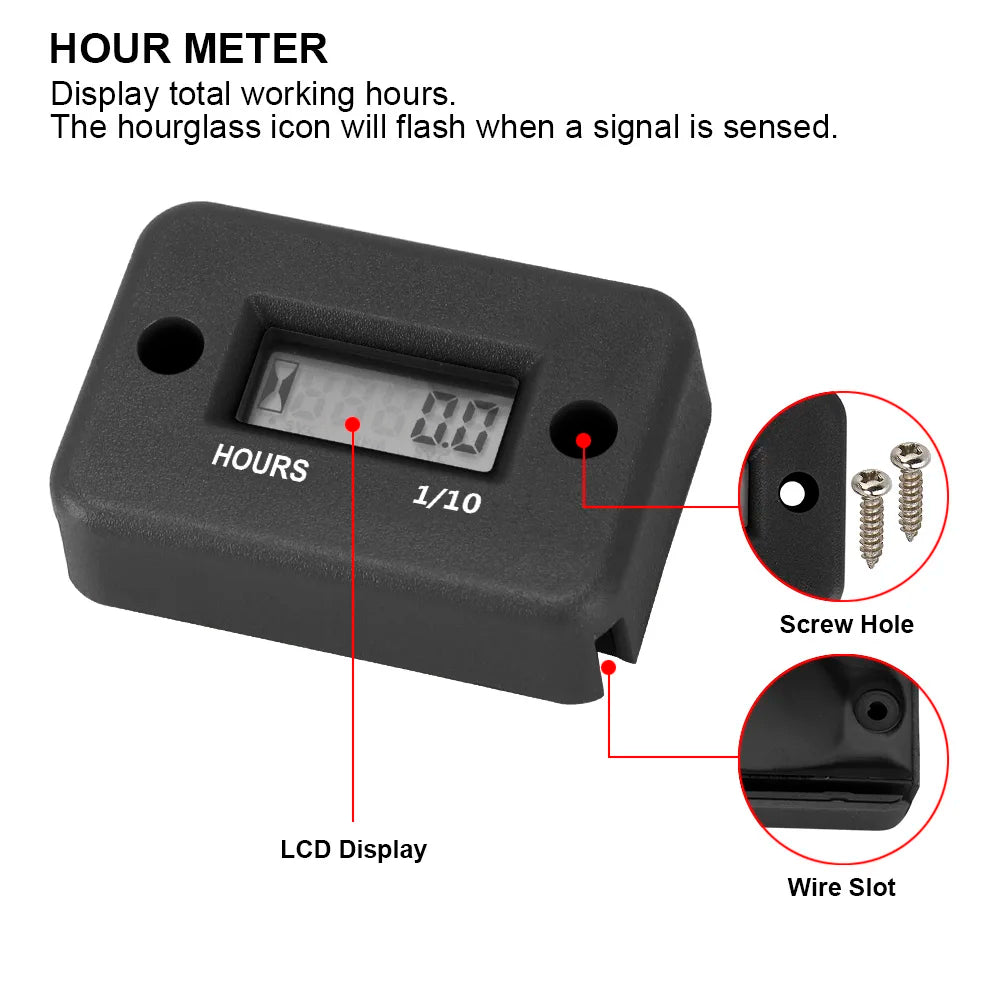 Tachometer 100-30000 RPM Meter Gauge Digital Tach Hour Tester Motorcycle Accessories for ATV Lawn Mower 2/4 Stroke Electric Saw