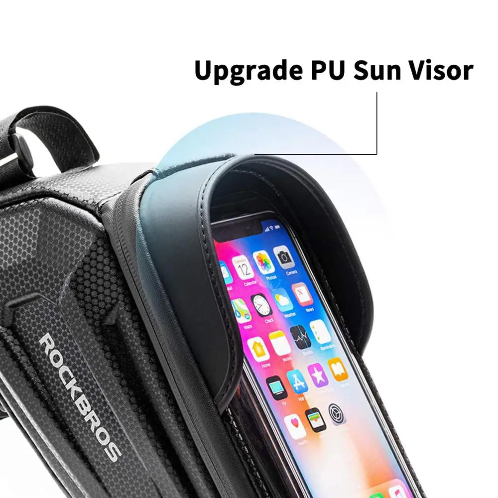 Borsa per telaio bici resistente all'acqua con supporto per telefono con schermo touch