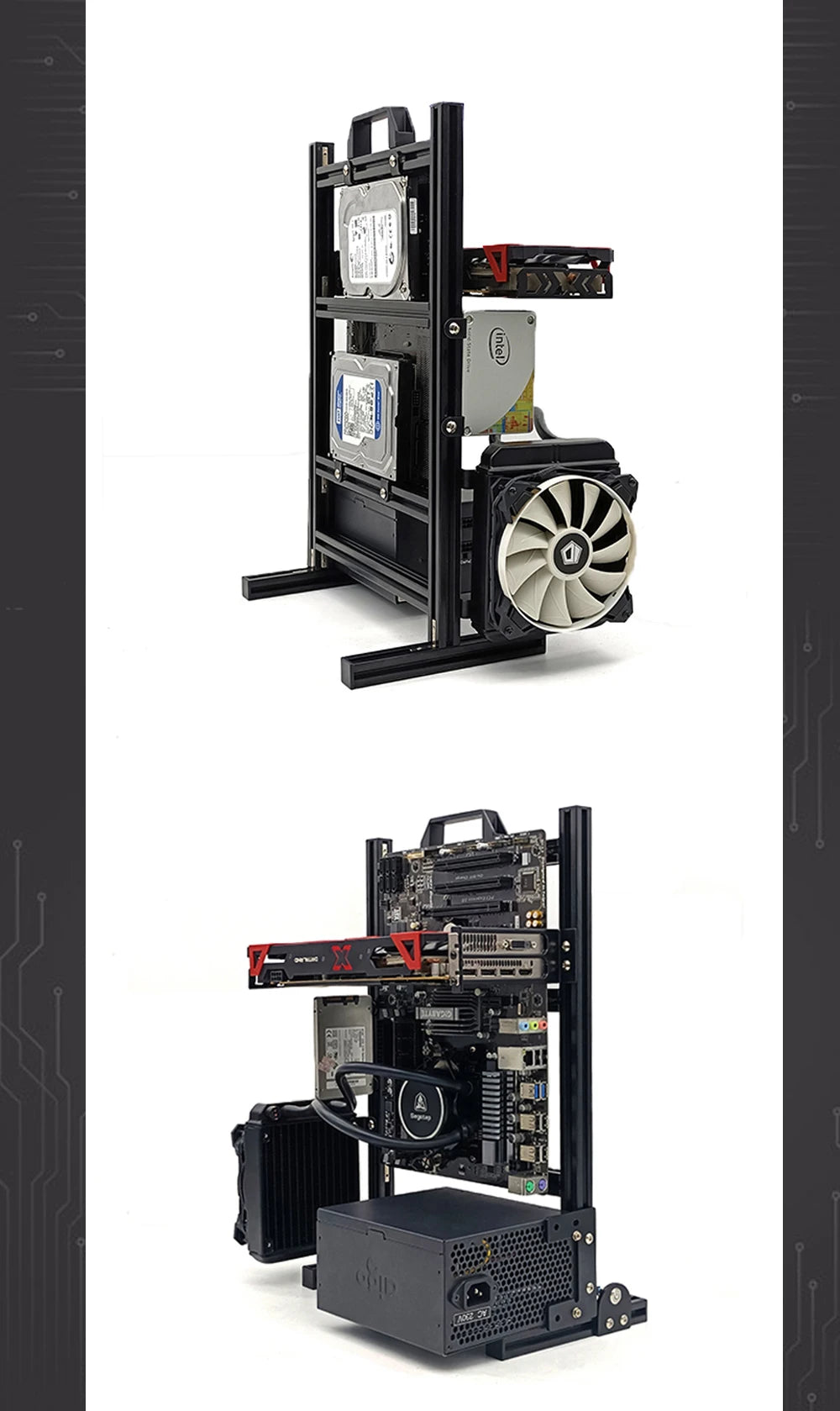 Open Frame Aluminum PC Case for ITX/MATX/ATX Builds