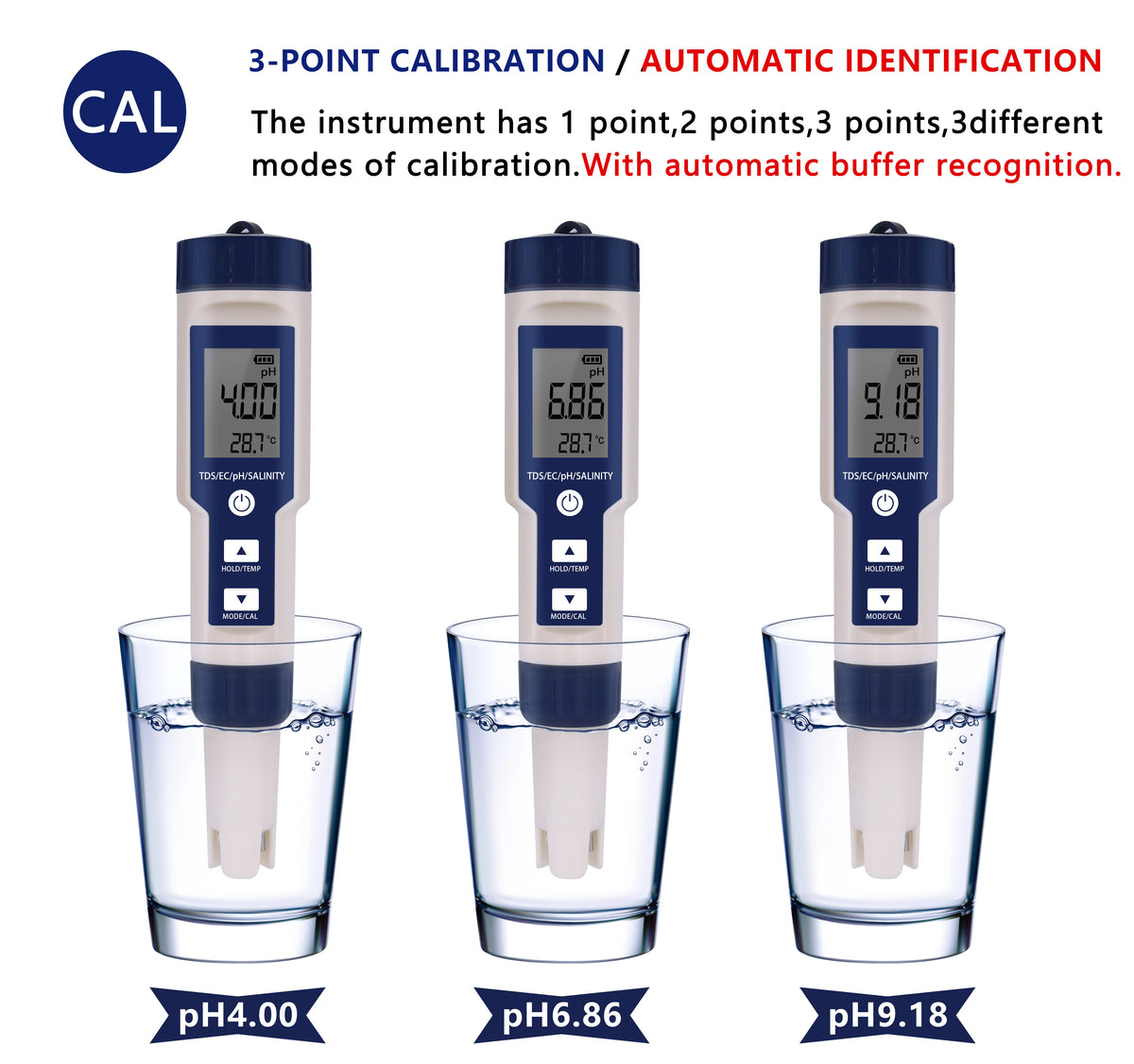 Digital Water Tester - pH, EC and TDS Options