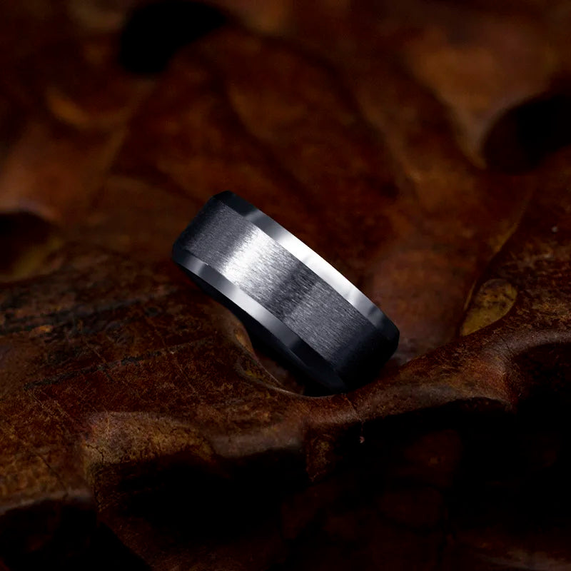 Men's Titanium Steel Ring – Classic Black Wedding Band