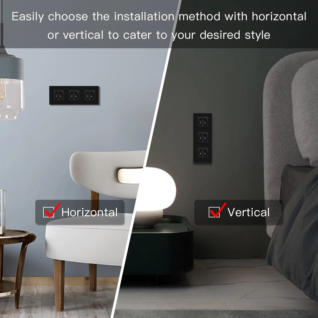 BSEED EU Standard Wall Electrical Sockets Type-C Outlets Wall Power Socket USB Charge Port Glass Panel Kids Protection 16A 