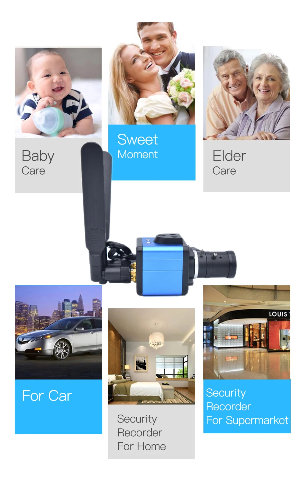 3G 4G beveiligingscamera met SIM-kaart audio 5MP 5-50mm lens
