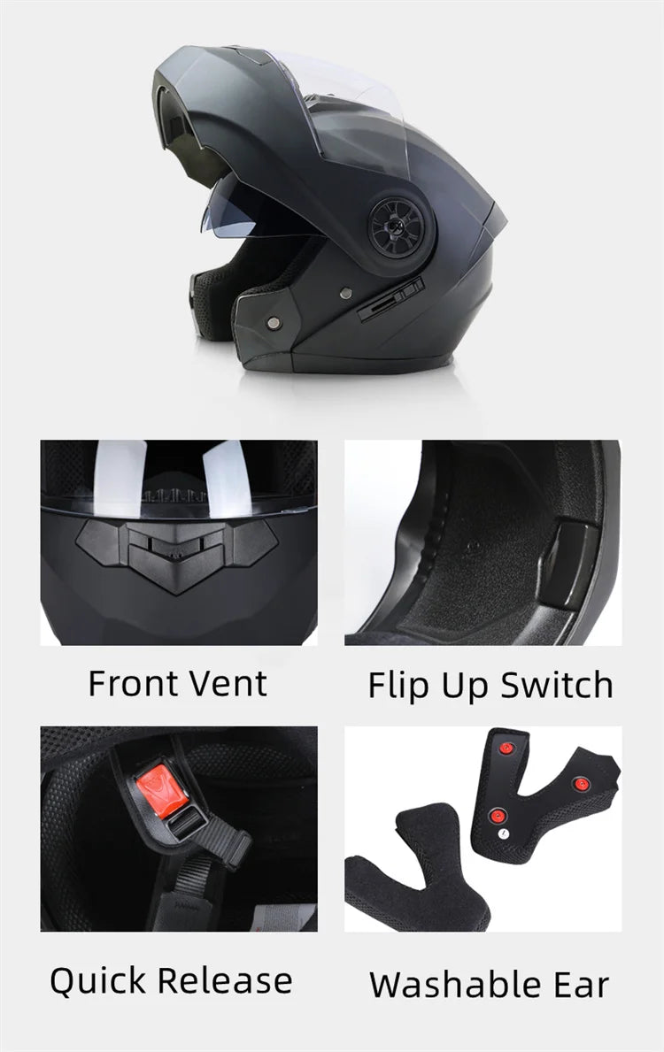 BLD Modular Dual Lens Motorcycle Helmet Safety Downhill Flip Up Helmets Professional Motocross Racing Full Face Casco Moto