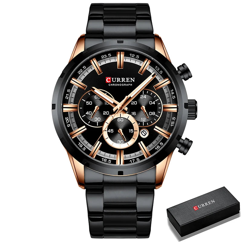CURREN Men Watch Top Brand Luxury Sports Quartz Mens Watches Full Steel Waterproof Chronograph Wristwatch Men Relogio Masculino 