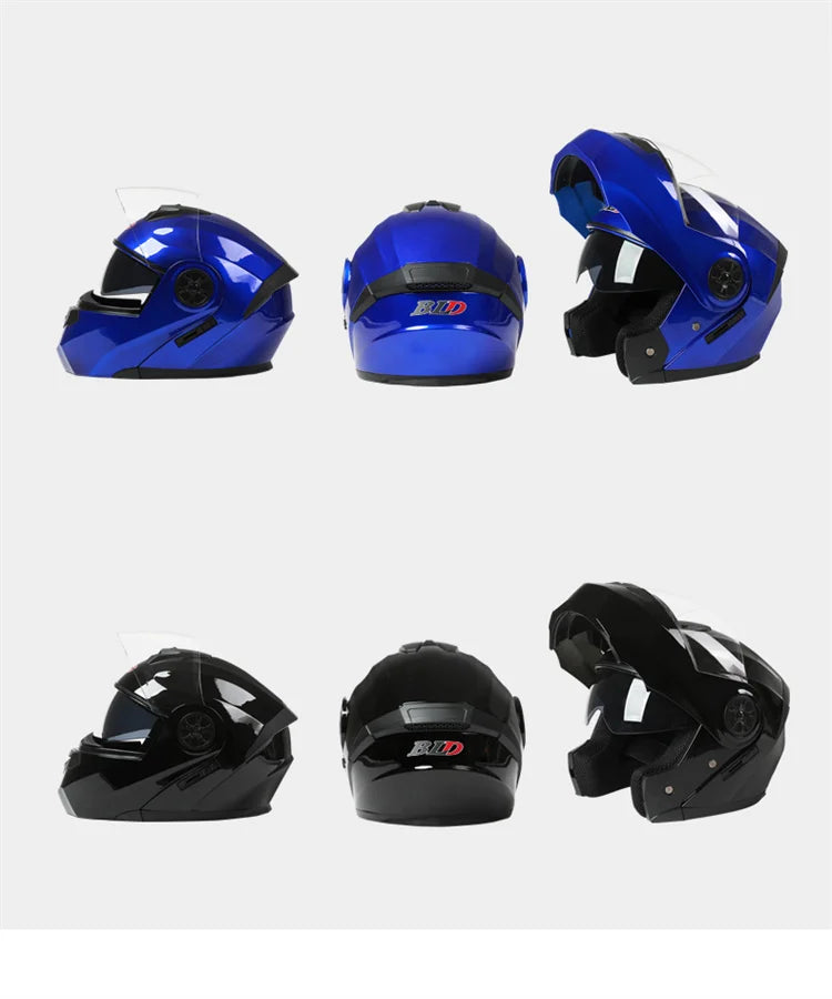 BLD Modular Dual Lens Motorcycle Helmet Safety Downhill Flip Up Helmets Professional Motocross Racing Full Face Casco Moto