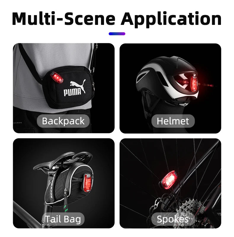 Mini Bike Tail Light IPX5 Waterproof Rear Safety Light