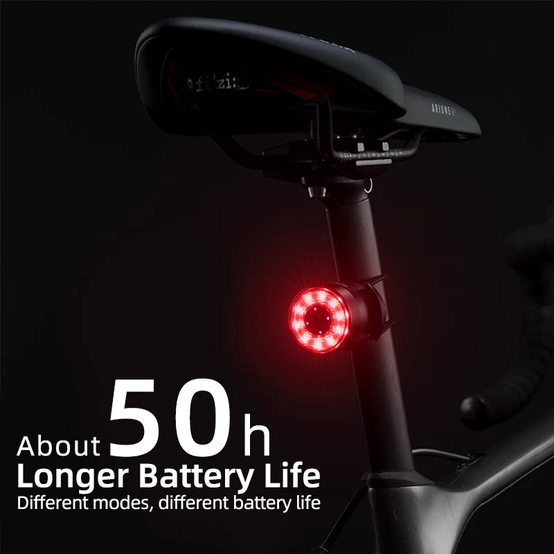 USB nabíjateľné zadné svetlo na bicykel s inteligentným snímaním a vodotesnosťou IPX6
