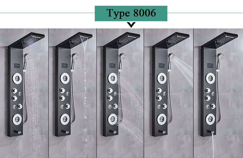 LED Shower Panel Massage Jet Shower System