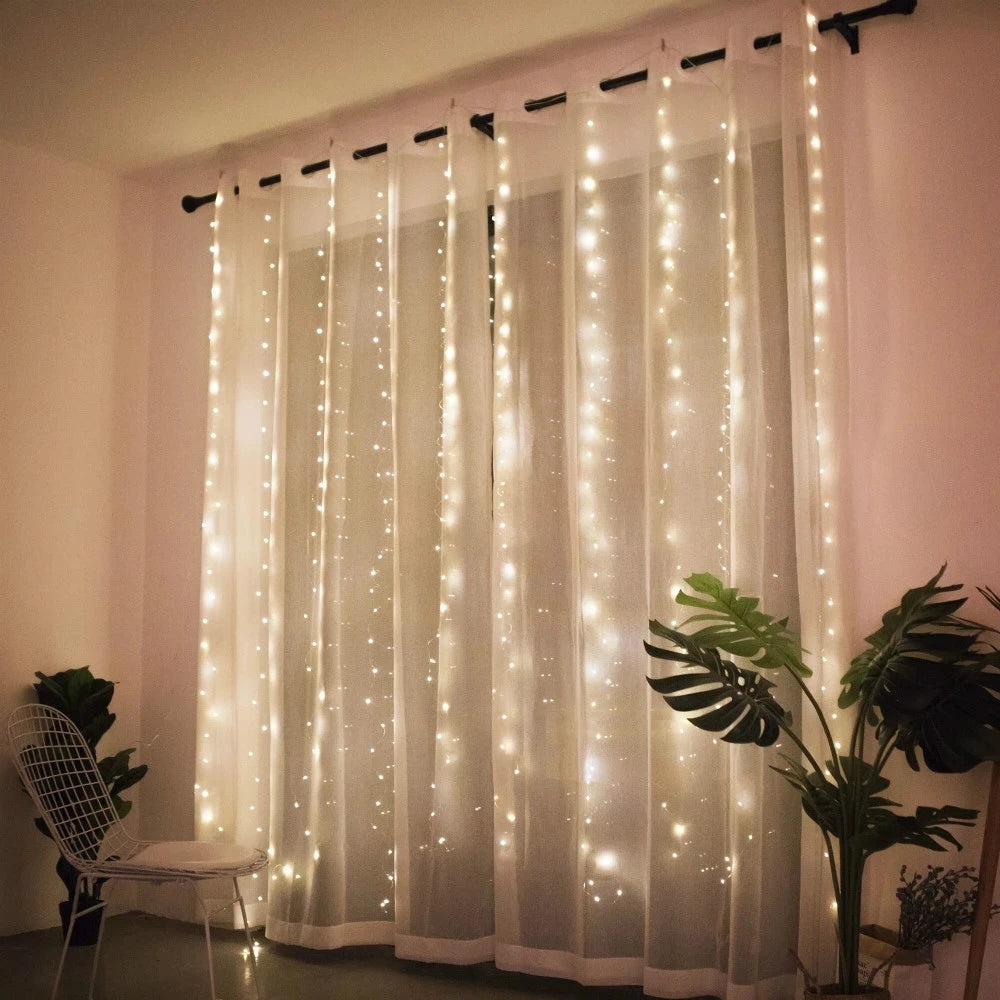 Christmas Lights Curtain Garland Merry Christmas Decor for Home 2025 Xmas Ornament Navidad Gifts Fairy Lights Festoon New Year 