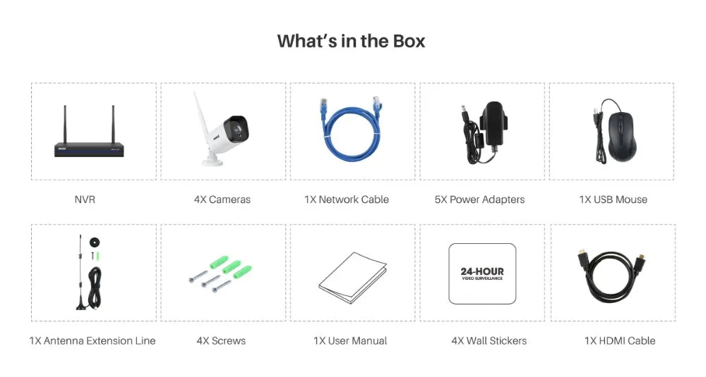 ANNKE Sistem de supraveghere video cu WiFi cu NVR 5MP, camere IP 3MP, înregistrare audio, camere de securitate, AI Detection, CCTV kit